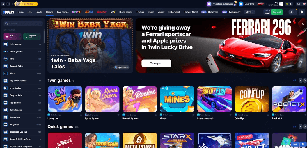 1win casino games